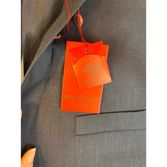 Bocaccio Uomo Navy Stretch 3-Piece Suit Blazer Vest Pants 44R New With Tags - Picture 4 of 12